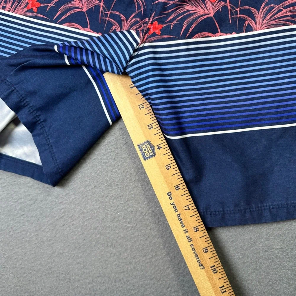 Hurley Boys Board Shorts Tropical Floral Striped Swim Trunks Size 14/27 Blue Red